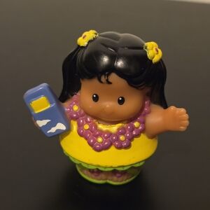 Little People Hawaiian Vacation Girl Figure Holding Phone With Lei